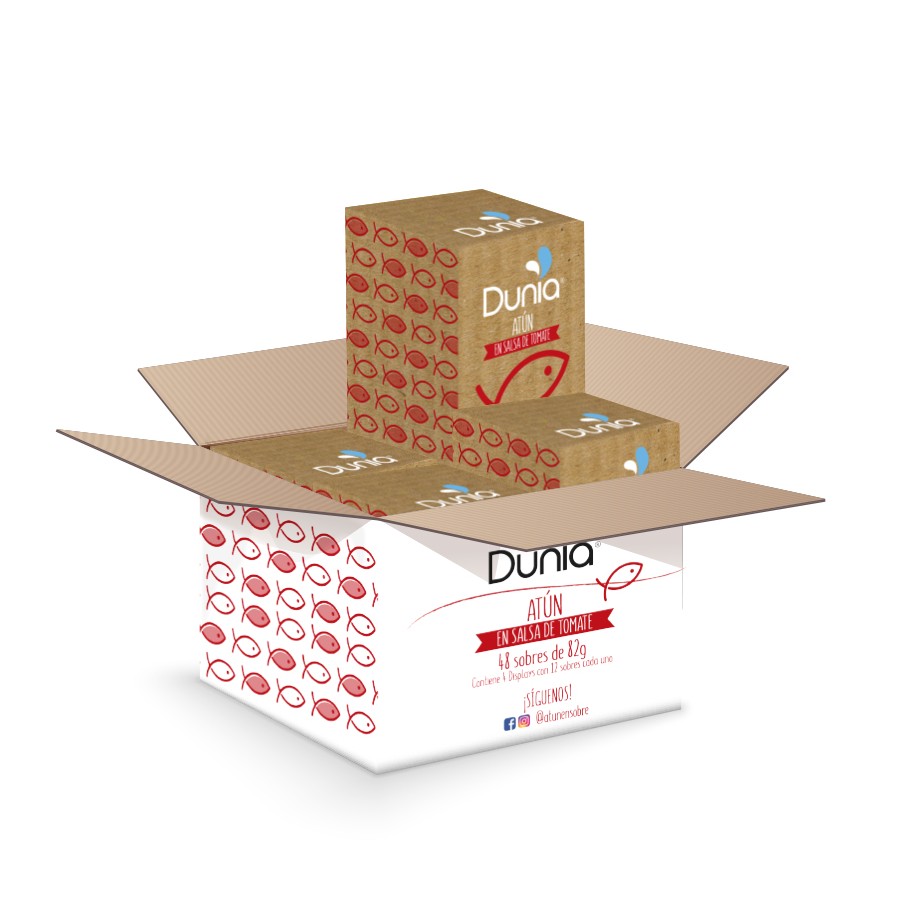 Caja atún en salsa de tomate. Marca Dunia Caja atún en salsa de tomate. Marca Dunia