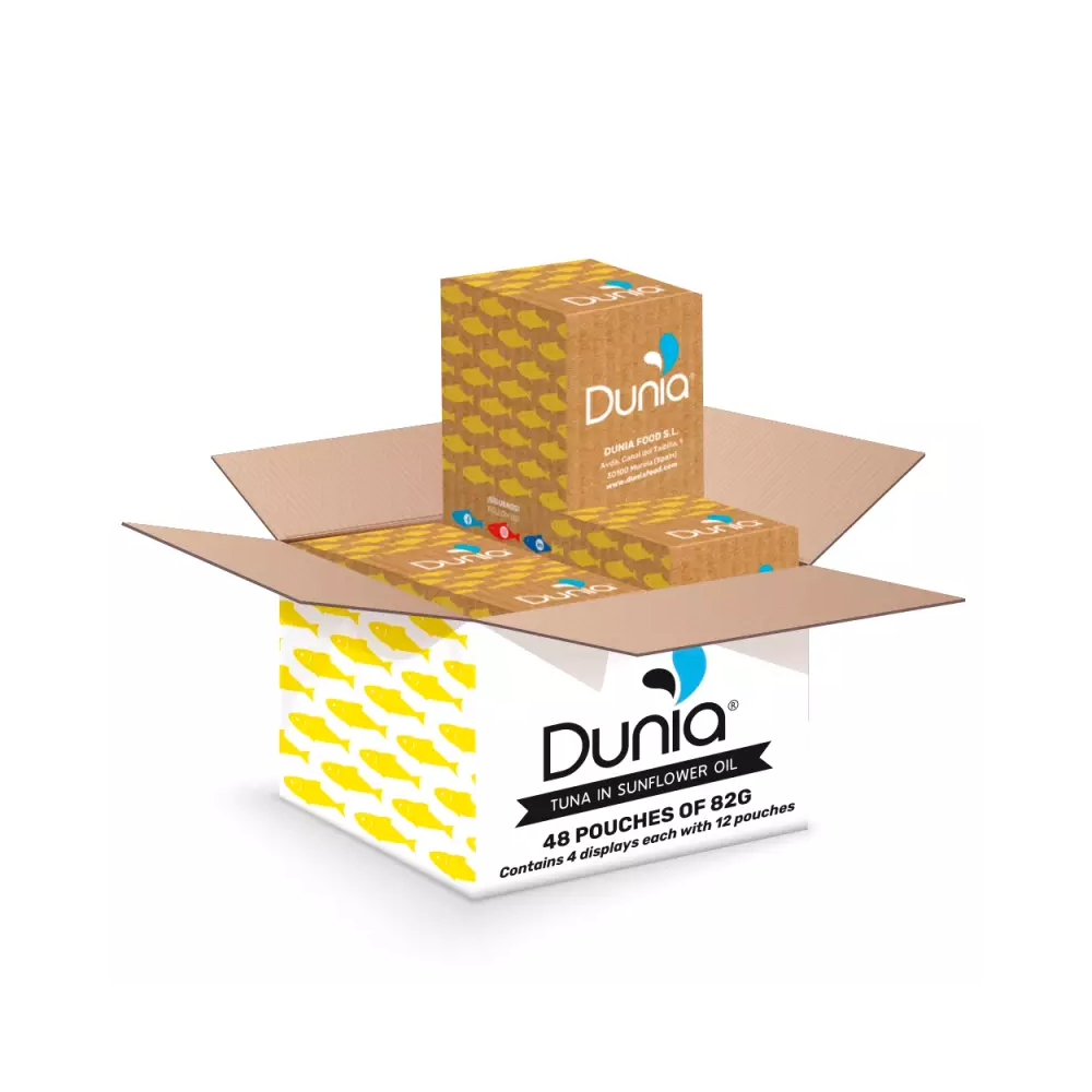 Caja atún en aceite de girasol. Marca Dunia