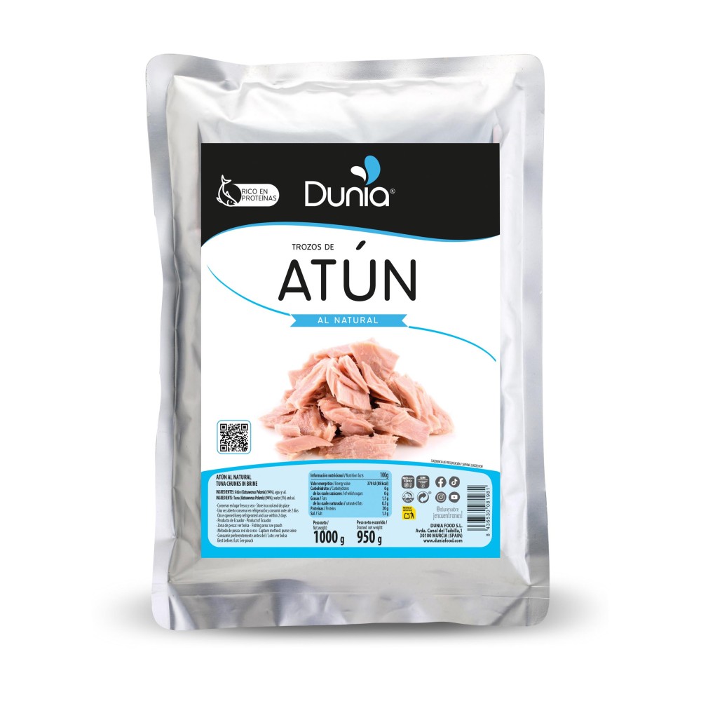 Atún al natural 1 Kg en sobre Dunia