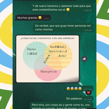 🌟 Cuando los clientes son como amigos…

Este sábado recibimos el mensaje de la primera captura. Hoy, otro igual (segunda captura).

Y es que… ¿cómo no vamos a darlo todo, cuando hay personas así al otro lado?

💬 Clientes que confían, repiten, nos sonríen en cada mensaje y nos recuerdan por qué hacemos lo que hacemos.

📦 Pedido tras pedido, nos demuestran que la buena calidad, el trato cercano y un buen precio sí pueden ir de la mano. Que el sabor cuenta, y mucho. Que el formato en sobre sorprende y engancha. Y que cuando hay cariño, no hace falta horario.

Gracias por alegrarnos los días y hacernos sentir que, con personas así, TODO es más fácil 🙌

#ClientesFelices #Dunia #BuenTrato #AtúnNatural #HistoriasReales