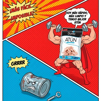 Ya tenemos al nuevo pesopesado de las proteínas. 💪🐟

Olvídate de pelearte con las latas y su aceite. El Atún Dunia te salvará el entrenamiento (y la dieta). Sin líquido que chorree, sin cortes en los dedos y con todo el poder de la proteína.

¡La lata ha sido derrotada!