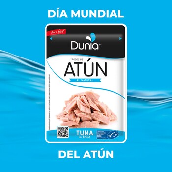 🐟 ¡Feliz Día Mundial del Atún! 🎉
Hoy rendimos homenaje al rey de los mares y de nuestras comidas rápidas: ¡el atún Dunia! 🌊✨

¿Por qué amamos tanto a nuestro atún en sobre?
✅ Abre fácil
✅ Sabe brutal
✅ Alto en proteína, bajo en grasa y sin conservantes 

Ya sea en una ensalada fresca, sobre tostadas crujientes o en unos tacos de lechuga, el atún Dunia es tu aliado perfecto para comidas rápidas y deliciosas. 🥗🍞🌮

#DíaMundialDelAtún #AtúnDunia #AbreYDisfruta #SaborDelMar #TeamProteína