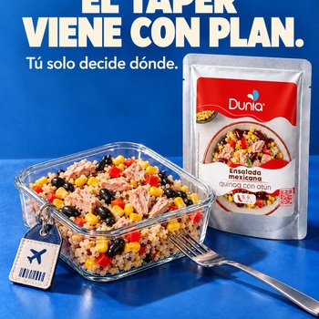 Tu táper tiene planes y nosotros te lo ponemos fácil para disfrutarlos. 

La ensalada mexicana Dunia pone la quinoa, el atún, las alubias negras, el maíz y ese toque picante.
