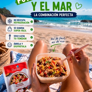 Sol, mar… y una ensalada lista para disfrutar. 🌊🥗

Nuestras ensaladas de quinoa con atún están pensadas para acompañarte donde quieras:
☀️ No necesitan refrigeración.
🎒 Caben en cualquier bolsa de playa.
🍴 Solo necesitas un tenedor.
😋 Ábrela, disfruta y sigue aprovechando el día.

Porque el verano está para vivirlo, no para complicarse con la comida.

¿Tú también eres de los que comen mirando al mar? 🌅💙

📲 Descúbrelas en el enlace de la bio.

#Dunia #EnsaladasDunia #Playa #Verano #ComidaLista #QuinoaConAtún #BeachLunch #Foodie #HealthyFood #Mediterráneo #SaborQueTeAcompaña