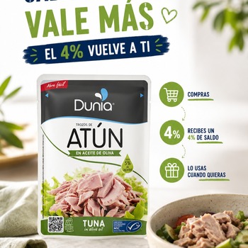 Cada compra que haces con nosotros ahora vale más 💙

Estrenamos Programa de Fidelización: por cada pedido recibes un 4% de saldo en tu cuenta, listo para usar cuando quieras. Así de fácil, así de directo.

🛒 Compras
💰 Recibes un 4% de saldo
🎁 Lo usas cuando quieras (para pagar tu pedido o convertirlo en cupón descuento)

Descúbrelo en el enlace de la bio y entra en "Mis Recompensas" para ver tu saldo 👇

#DuniaFood #AtunEnSobre #ProgramaDeFidelizacion #CadaCompraValeMas #RecompensasDunia