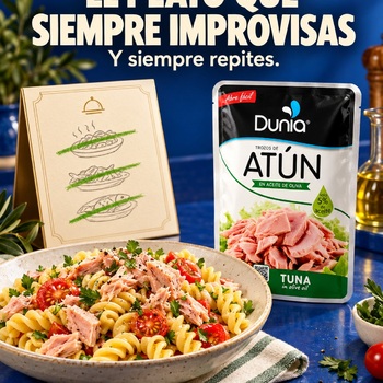 Ibas a hacer algo elaborado.
Has hecho pasta con atún otra vez.
Y, sinceramente, cero arrepentimientos. 🍝

Pasta, atún en sobre y ese toque que siempre le echas: tomate, perejil… o lo que te apetezca añadir.

¿Cuál es el plato que improvisas tanto que ya es tu especialidad?

#AtúnEnSobre #Dunia #IdeasParaComer