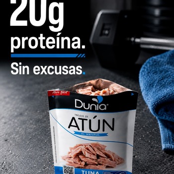 ¿Cuánta proteína tiene un sobre de atún Dunia? 💪

👉 20g de proteína de alta calidad
👉 Menos de 100 kcal
👉 Prácticamente 0 grasas
👉 Listo en 0 segundos

Sin preparación. Sin excusas.
El snack post-entreno que no falla 🐟

#atunensobre #proteina #gymfood #postworkout
#nutriciondeportiva #fitfood
#ganarmusculo
#comidasaludable #atunDunia #fitness