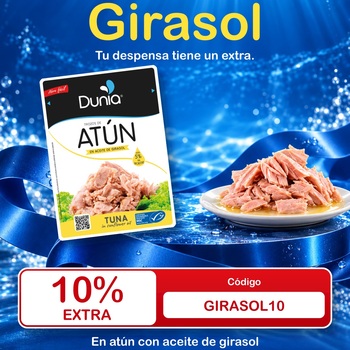 El pack ya tenía descuento. Ahora tiene un extra. 😎

Llega la Semana del Girasol: añade el código GIRASOL10 y consigue un 10% EXTRA en nuestro atún con aceite de girasol. Sí, también en los packs ya rebajados.

Para despensas pequeñas, grandes y de «por si acaso»: sobres de 82 g, formatos de 500 g y 1 kg, y packs de 12, 24 y 48 sobres.

Del 15 de octubre a las 08:30 al 23 de octubre a las 15:30, hora peninsular.

👉 atunensobre.es · Código GIRASOL10

Sin compra mínima. Un uso por cliente durante la promoción. No acumulable con otros códigos comerciales. Se mantienen las condiciones habituales de regalos y envío. Válido exclusivamente en las seis referencias de atún con aceite de girasol indicadas; no incluye sardinas, caballa ni otros productos.

#AtúnEnSobre #Dunia #SemanaDelGirasol